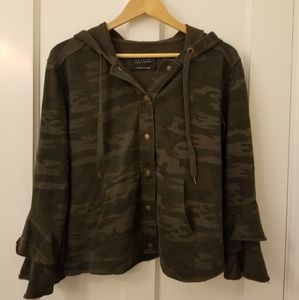 Sanctuary camoflage print ruffle sleeve hoodie